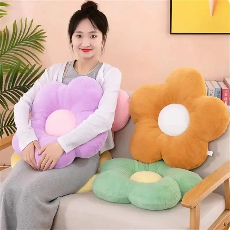 Practical 35cm Kawaii Colorful Flower Plush Pillow Cushion Soft Sunflower Plant Mat Stuffed Sofa Bed Sleeping Back Decor Gifts