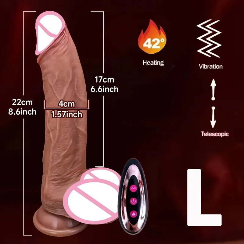 Realistic Dildo Vibrator Telescopic Sex Toys Vibrating Heated Silicone Penis Female Vaginal Masturbator Anal Plug Adult Supplies