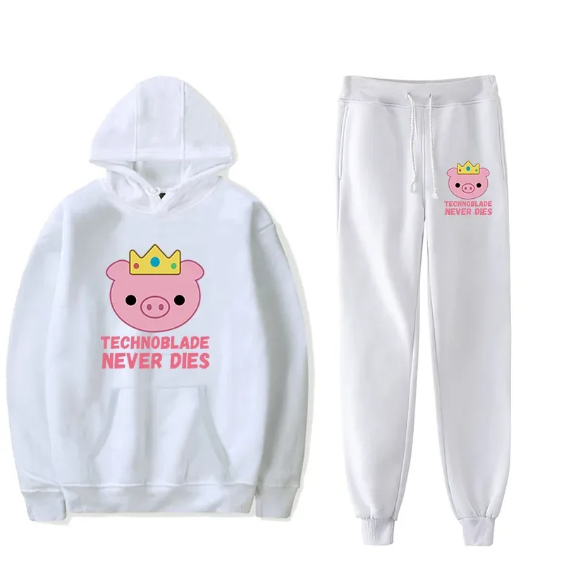 Harajuku Comfortable technoblade Print Sweatshirt Sweatpants Suit Men/Women Hoodies+ Trousers Suit Cute 2 Piece Set Clothes
