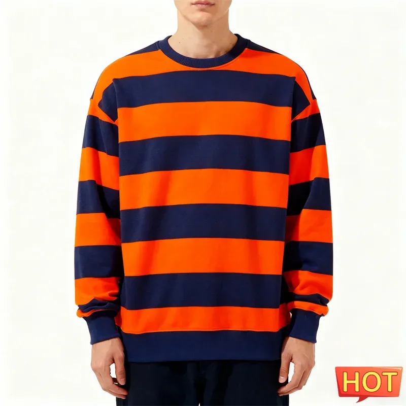 Eenvoudige gestreepte grafische sweatshirts voor heren Mode Trendy lange mouwen 3D bedrukt Lelijk sweatshirt Casual oversized truien Tops