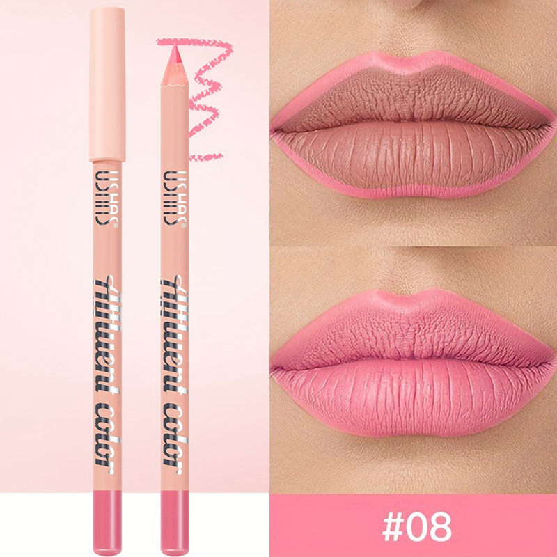 8 farver Vandtæt Lip Liner Pencil Langvarig Sexet Mørkerød Pink Mat Læbestift Blyant Naturlig Lipliner Pen Rød konturfarve
