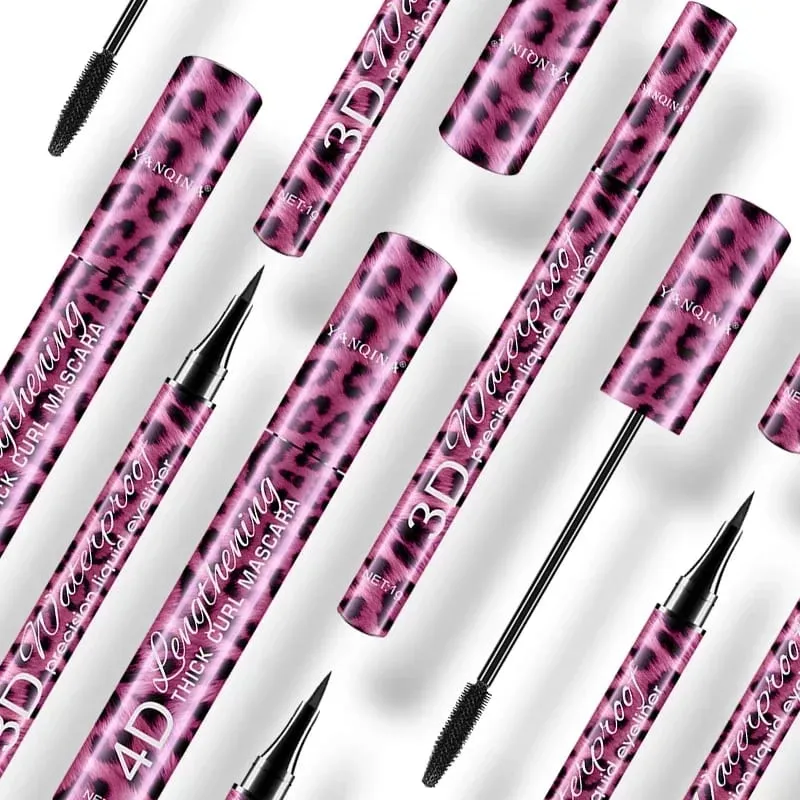Crayon Eyeliner liquide + Mascara imperméable 4D, ensemble de cosmétiques, Mascara à friser épais, crayon à sourcils, maquillage pour les yeux