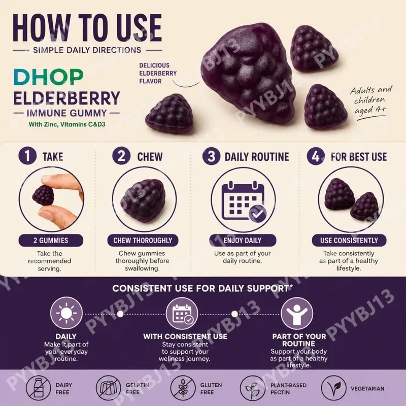 Black Elderberry Gummies 60pcs for Immune Support Sambucus Extract Zinc Vitamin C D3 for Adults Kids 2 Capsules Per Day