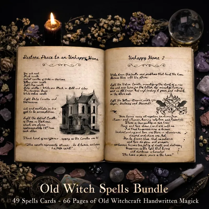 77 Pages Witchcraft Grimoire Pages Book of Shadows Kit with Moon Phases Herbal Lore Spells Gothic Dark Academia Witch Journal