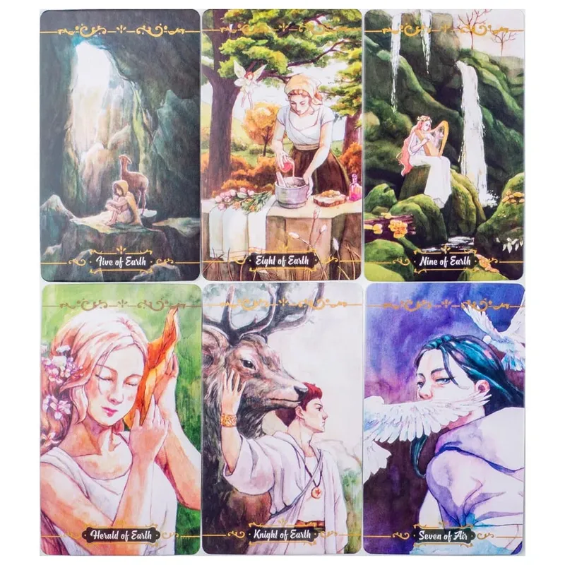 10.3*6cm Hand-Painted Watercolor Tarot Deck - Ocean From The Sky 78 Cards for Meditation & Intuitive Guidance