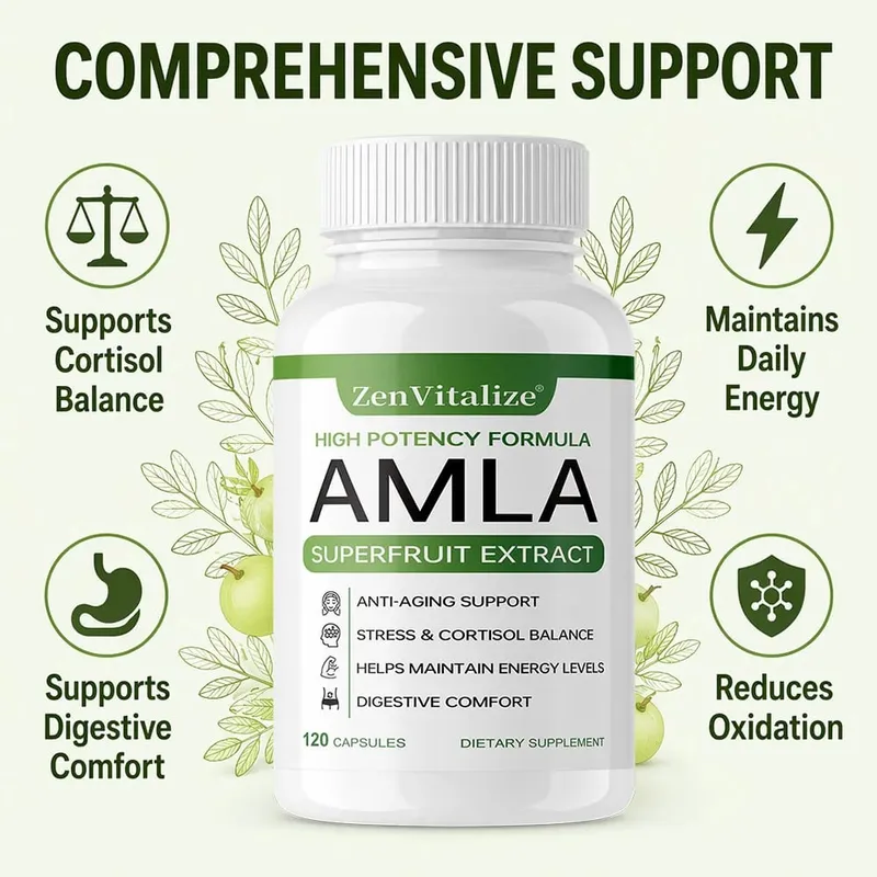 Organic Amla Capsules 1000mg Antioxidant Daily Immune Rejuvenation Digestive & Heart Wellness Support Vegan
