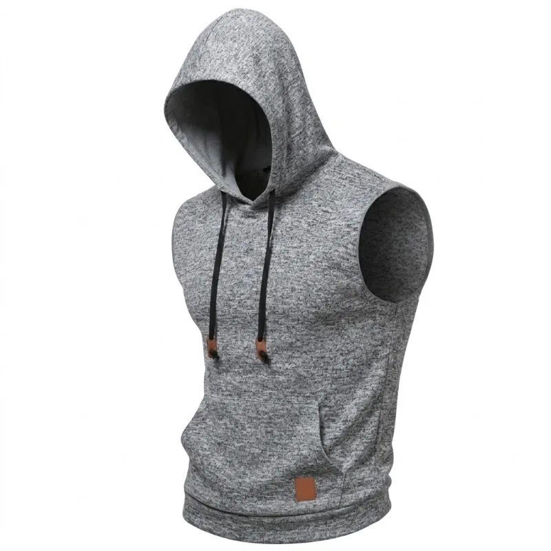 New Mens Sleeveless Hoodie Lightweight Hooded Mens Sweatshirt Vest Workout Luxury Clothes Tank Tops Fitness Hoodies for Men