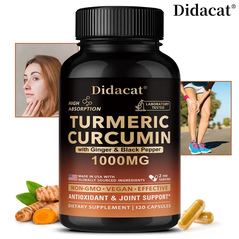 Turmeric Curcumin with Ginger & Black Pepper 1000mg High Absorption Antioxidant & Immune Support 30/60/120 Capsules