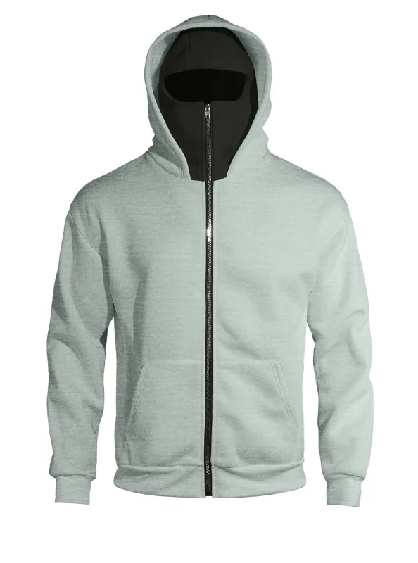 Autumn Men's Double-Layer Hooded Zip-Up Sweatshirt Loose Casual Fit with Front Pockets Ideal for Outdoor and Streetwear Style