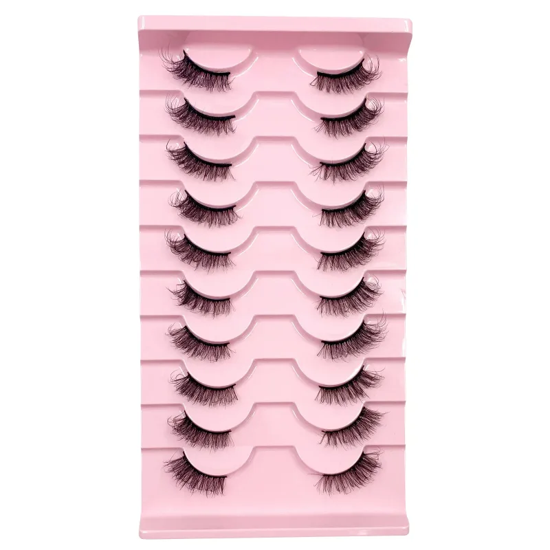 3D Cat Eye Lashes Half Eyelashes 10 Pares Half Lashes Natural Clear Stem False Eyelash Extension Makeup Faux Cils maquiag