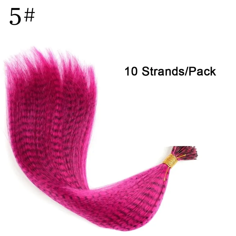 Synthetic Colored I-Tip Faux Feather Hair Extensions 16" 10 Strands/Pack Women's Heat Resistant Fiber Wig Accessories
