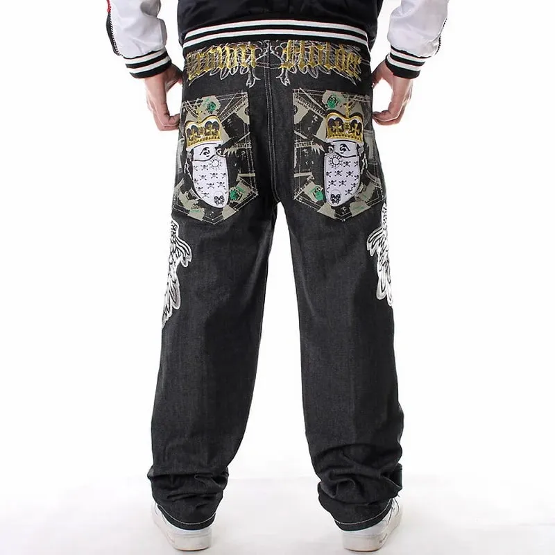 Y2K Big Size 70kg Mens Embroidery Oversized Jeans Hip Hop Loose Black Baggy Jean Trousers Man Rap Street Denim Punk Pants Hombre