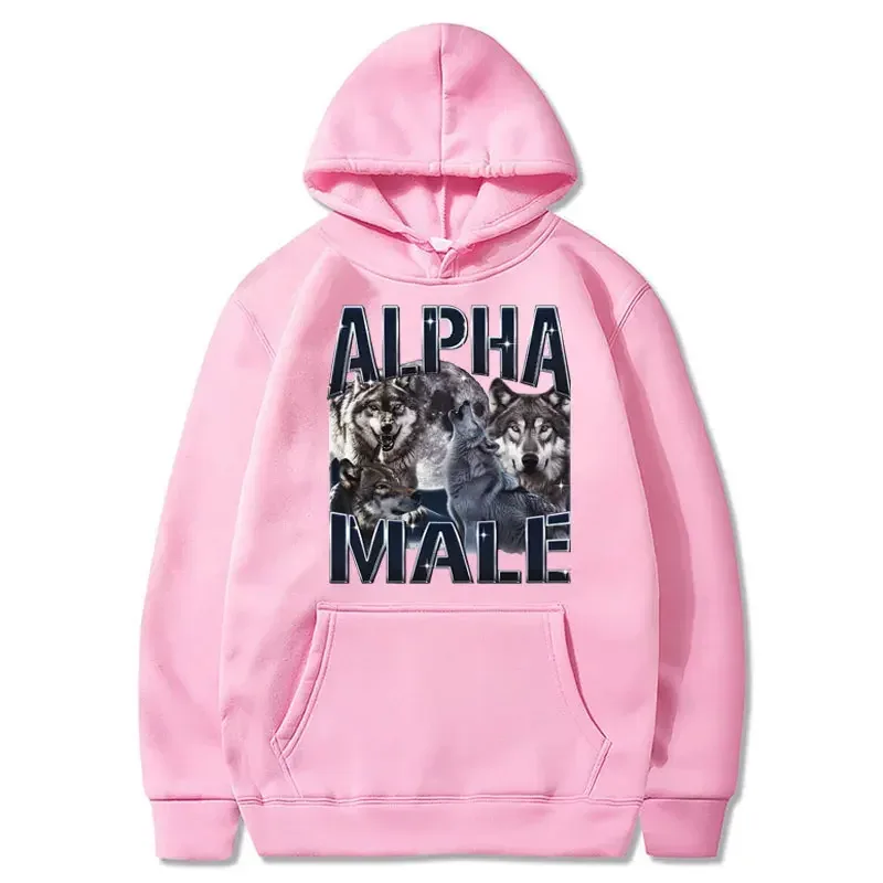 Wolf Pack Hoodie Unisex Alpha ชาย Moon ตลก Retro Vintage Aesthetic Cool อินเทรนด์ขนาดใหญ่ Casual เสื้อกีฬา