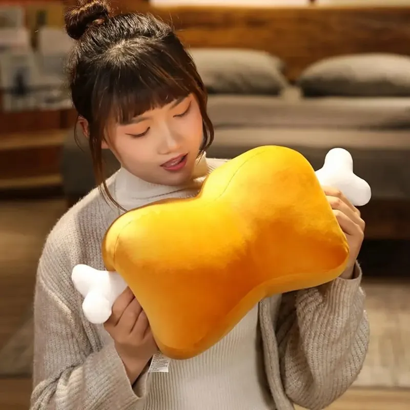 Novelty 42cm Simulation Meat Bone Pillow Cartoon Design Soft Pillow Hypoallergenic Washable Hand Warmer Cushion Sofa Cushion