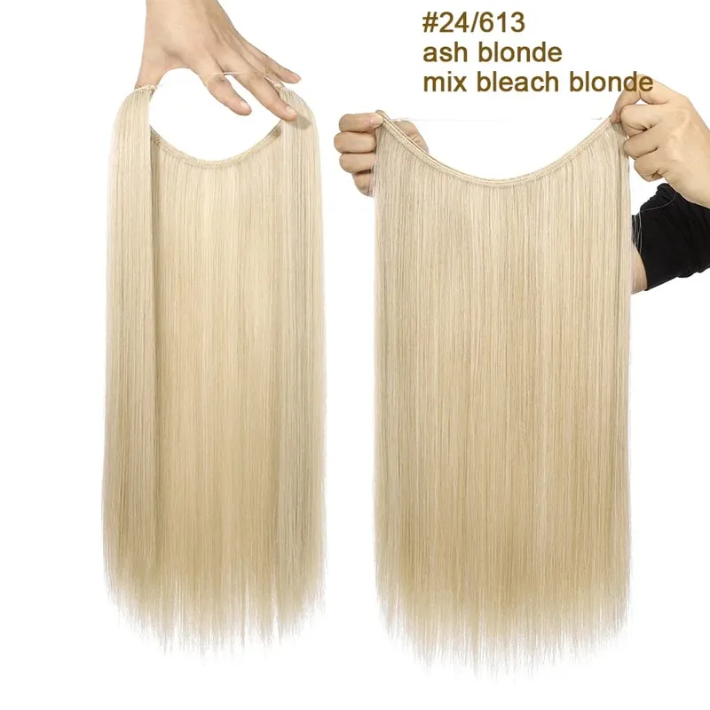 Syntetické Bez klipů Přírodní Prodlužování vlasů Ombre Černá Blond Jednodílný Dlouhý Rovný Neviditelný Drát Umělý Umělý Vlas