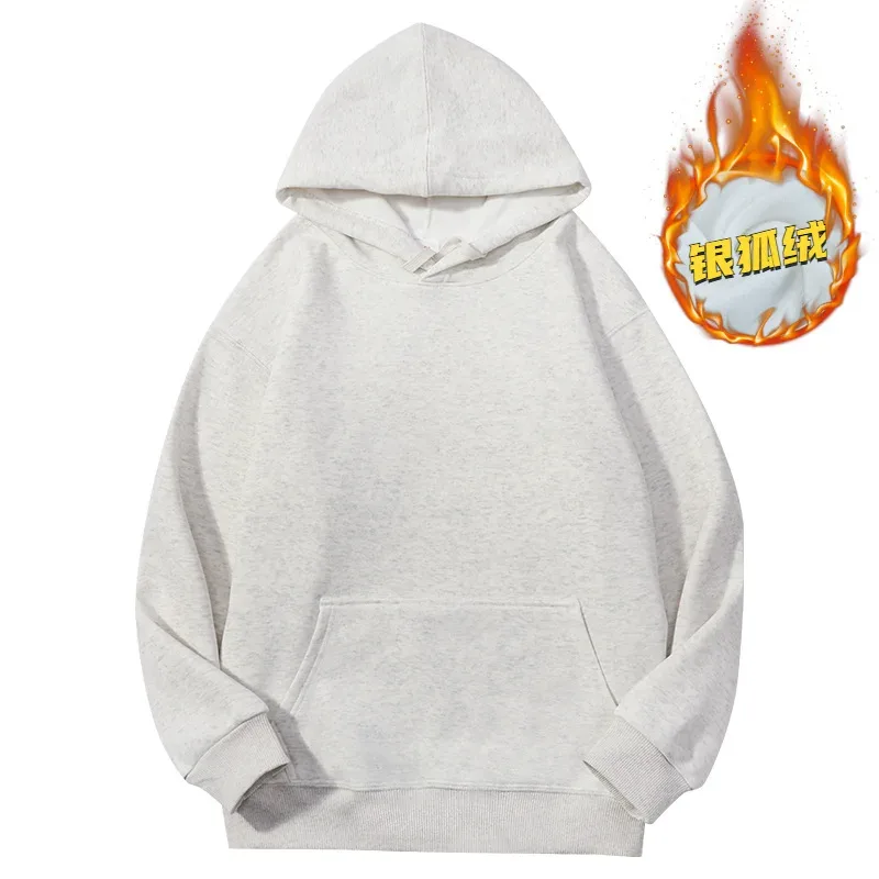 Customized Your Brand Logo DIY Design 600GSM Mens Hoodies High-quality Women Sweatshirt Solid Color Cotton Loose Streetwear