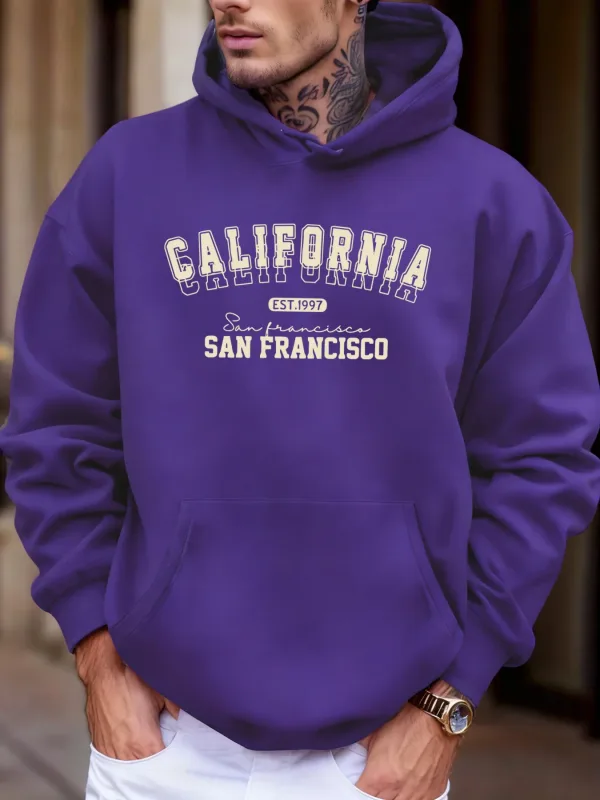 California San Francisco Est 1997 Print Soft Loose Hoodies Fleece Autumn Sportswear Men'S Sport Jogging Sweatshirts Comfy Tops