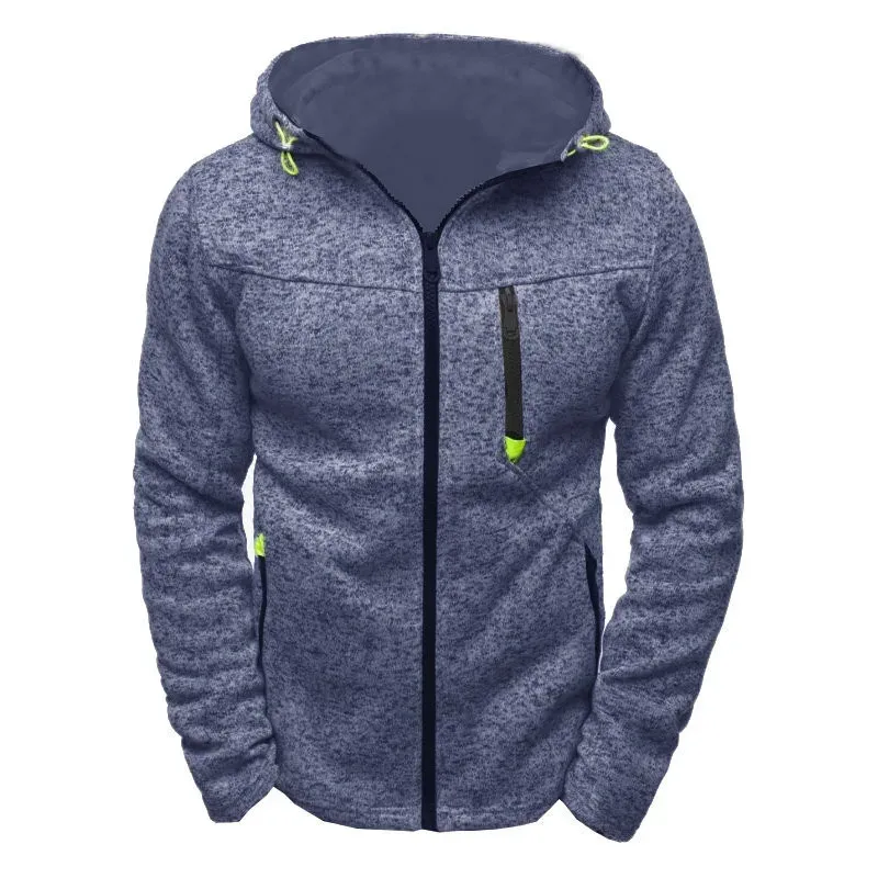 Men's Hoodie na may Side Zipper Pockets Manipis Lana Solid na Kulay Tracksuit Kaswal Araw-araw na Panlabas na Hooded Tracksuit Mahabang Manggas