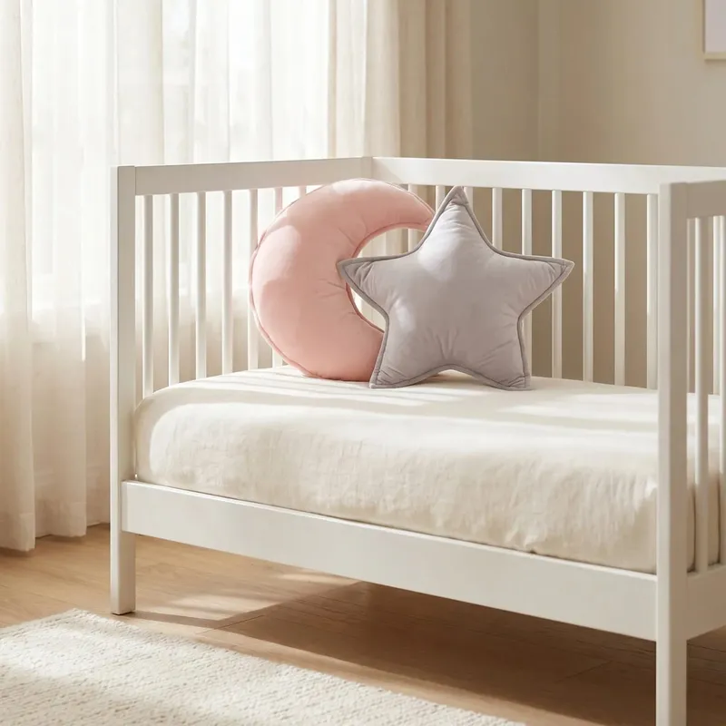2Pcs Moon and Star Pillows Baby Room Cushions Soft Decorative Nursery Throw Pillow Crib Decoration Pillow for Bedroom Living