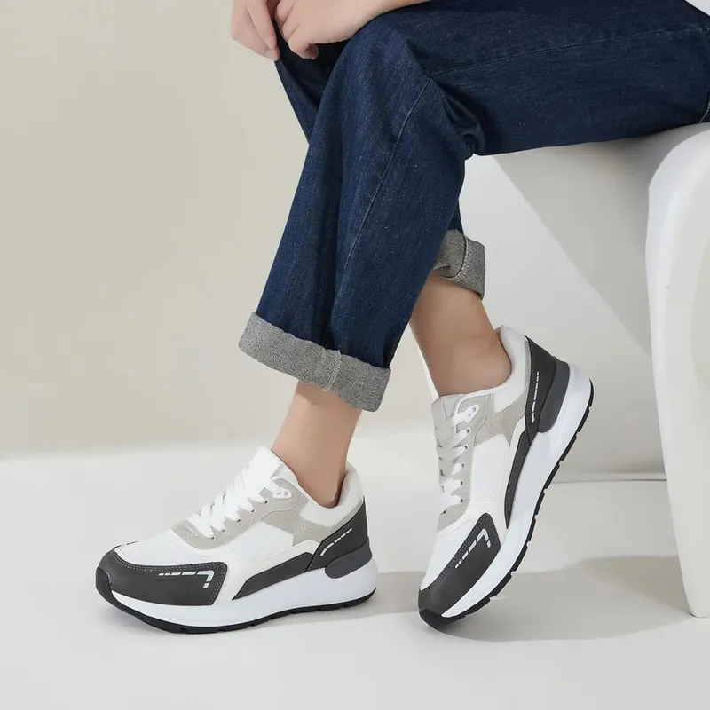 Desai Men's 2026 Autumn Retro Running PU Leather Mesh Sneakers Comfort Lace-up For Daily Commute Outdoor Casual Sneakers Wear