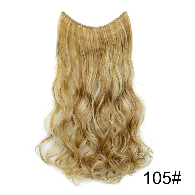 18Inch Synthetic Long Wavy Curly Halo Hair Invisible Fish Line Hair Extensions Heat Resistant Fiber Hairpiece For Women