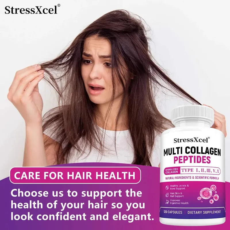 Multi Collagen Peptides Capsules Type I II III V X Biotin Anti-Aging Skin Hair Nails Joints Gut & Immunity Support