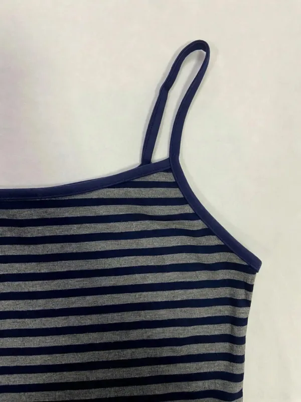 Women Striped Camisole Tank Top Summer Casual Slim Fit Sleeveless Navy Blue Basic Y2K Crop Top