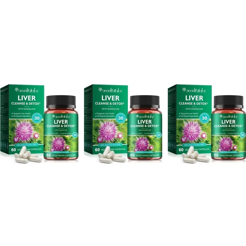 Acentialabs Liver Cleanse & Detox Capsules with Dandelion Milk Thistle Extract for Liver Digestion Health Support 60 Capsules