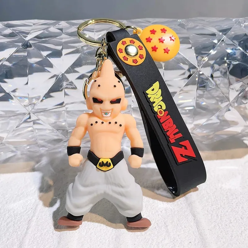 Anime Dragon Ball Keychain PVC Cartoon Cartoon Figure Trunks Son Goku Piccolo Buu Vegeta Figures Key Chain Keyring Bag Decor