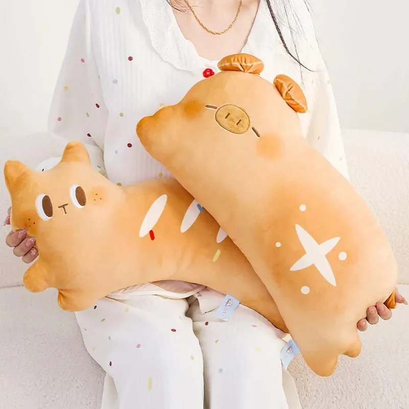50cm Cute Toast Pillow Soft Plush Sofa Cushion Adorable Cat Rabbit Pig Bread Shape Hugging Pillow Gifts For Home Decor