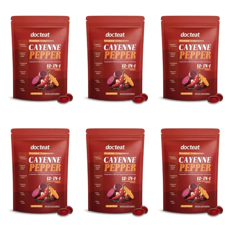 Cayenne Pepper Extract Botanical Formula Supports Circulation Immune Health &Daily Vitality180 Softgels Dietary Supplement — image 12