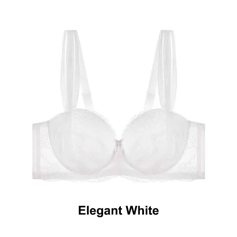 Women French Lace Minimizer Bra For Large Bust Anti Sagging Full Coverage Plus Size Underwire Bra Gathering Support Lingerie