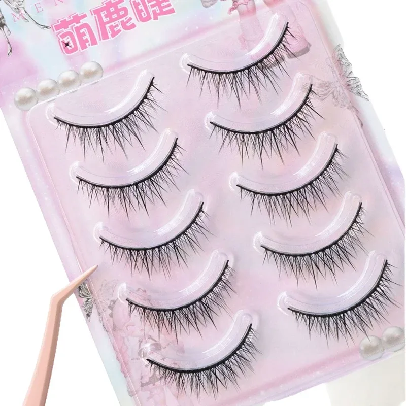 5 Pairs Baby Straight Lashes Hard Band False Eyelashes Natural Fish Tail Design for Cosplay Daily Makeup manga eye lashes