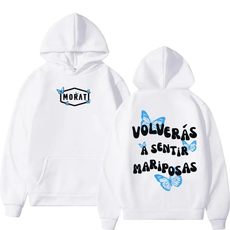Band Morat Volveras A Sentir Mariposas Merch Hoodies Men's Women Fashion Hip Hop Rock Sweatshirts Fleece Casual Oversized Hoodie