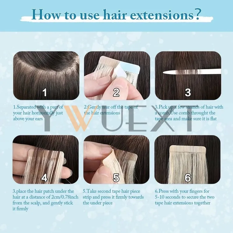 30g Real Human Hair Tape in Extensions 12''-24'' Natural Straight Seamless Tape Hair On Double Sided Tape 20pcs for Women