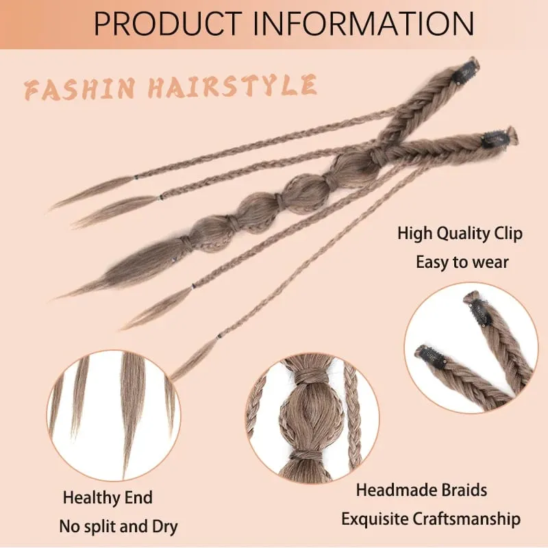 Clip in Braid Synthetic Hair Extensions Boho Festival Princess Braid Viking Renaissance Cosplay Wedding Hairpiece for Women