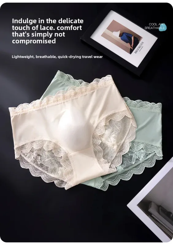 Men Sexy Luxury Ice Silk Briefs Scalloped Floral Lace Splicing 3D Contour Pouch Ultra Thin High Elastic Nightwear Underwear