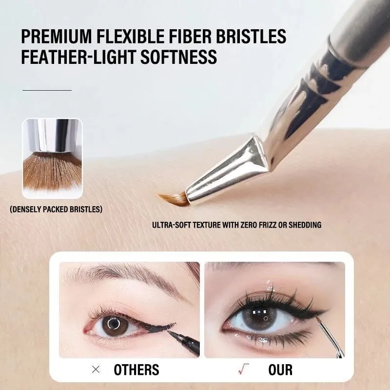 7 Pcs Professional Eye Makeup Brush Set Bent Angled Eyeliner & Concealer Brush Under Eye Aegyo Sal Tear Trough Shadow Tool