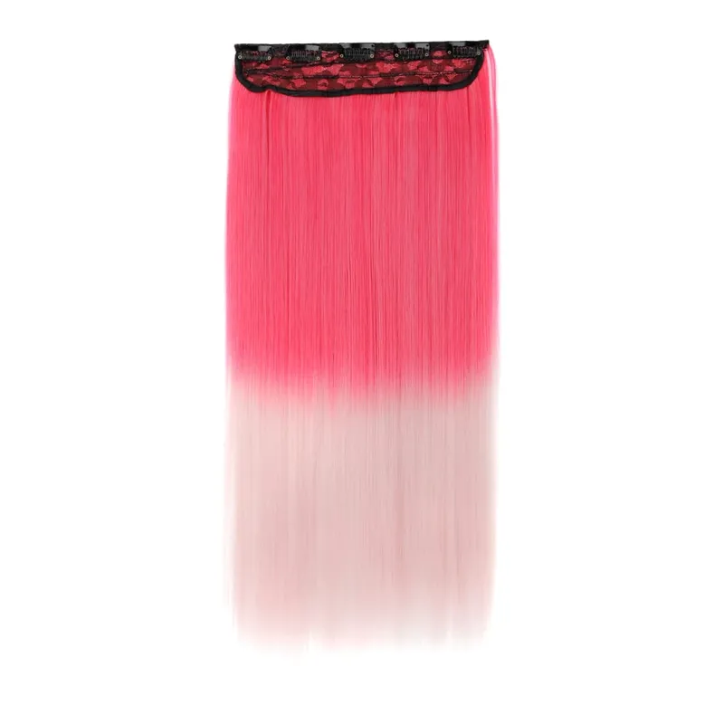 Zolin grampo de cabelo reto na extensão do cabelo arco-íris colorido ombre cor uma peça com 5 clipes sintético cosplay hairpieces