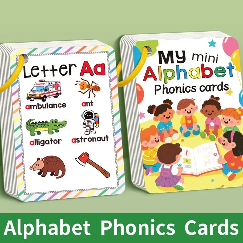 1Book Child's Words A-Z Learning Cards with Pictures 27 English Word Cards Enhance Visual Perception Educational Cognitive Games