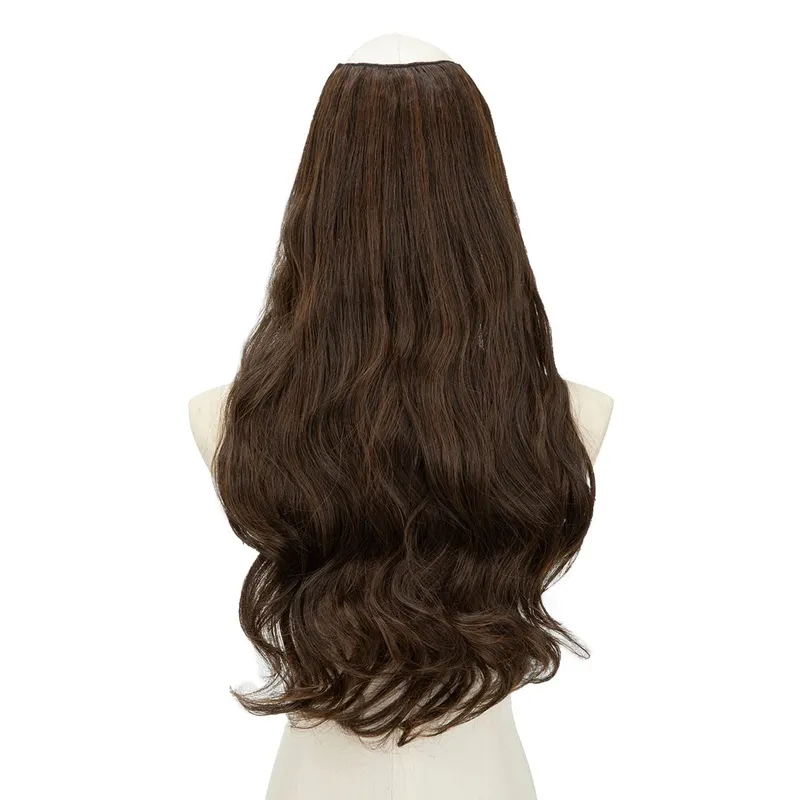 Extension de cheveux synthétiques à Clip en U de qualité supérieure, postiche longue, épaisse et bouclée, Blonde naturelle, faux cheveux résistants à la chaleur pour femmes