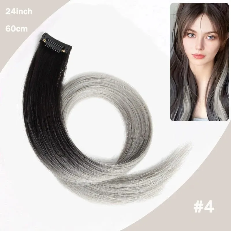 Hair Clips Hair Extensions Wig Synthetic Long Straight Gradient Color Clip-in Hair piece Hair Clips for Hair for Women Wear