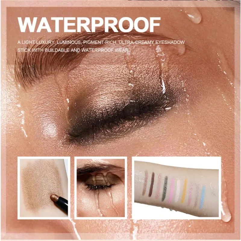 6 Colors Eyeshadow Pencil Stick Shimmer And Matte Waterproof Metallic Glitter Eye Shadow Highlighter Pencil Eyeshadow Cosmetics