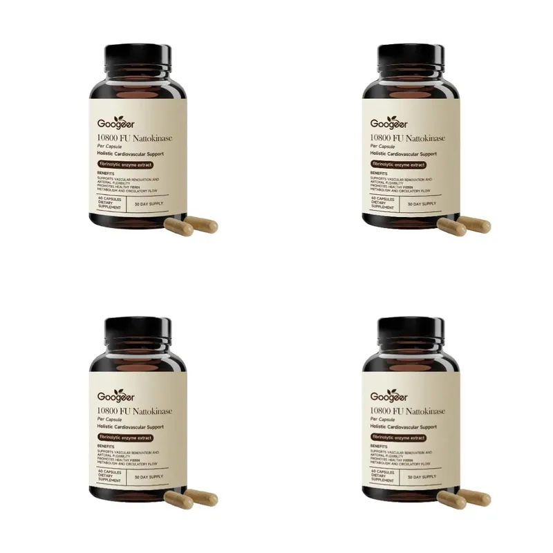 Nattokinase 10800 FU Capsules with CoQ10 Garlic Extract Daily Wellness Supplement 60 Count 30 Day Supply for Adults Men Women