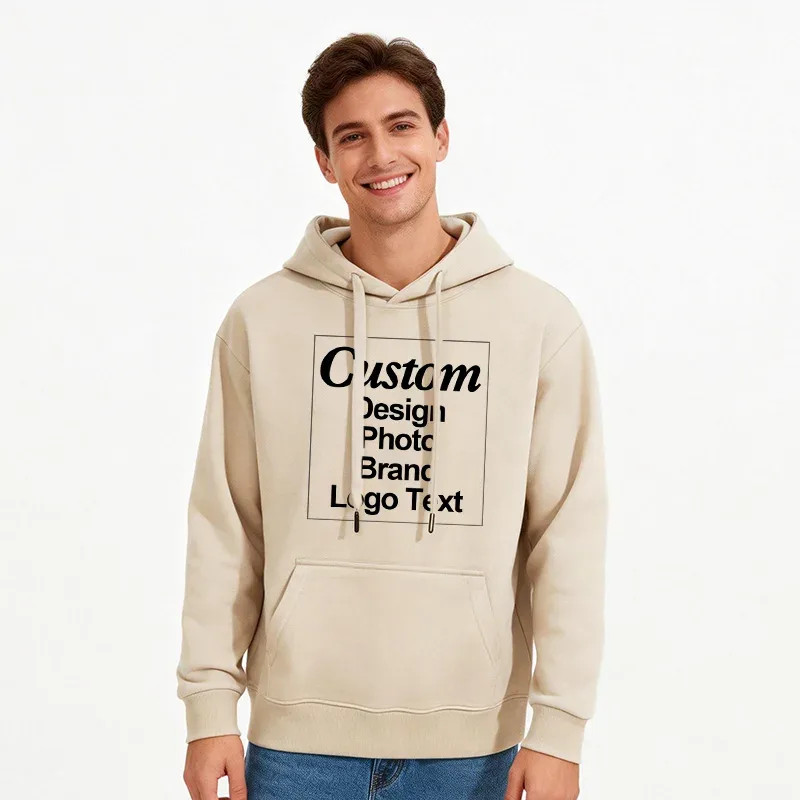 High Quality Custom Hoodie Cotton Sweatshirt Print Embroidery Brand Logo Text Photo Design Men Women Famliy Team Clothing 300g