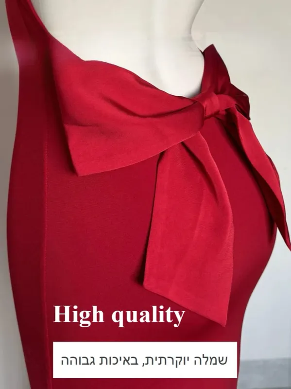 Suninheart Women's Sleeveless Evening Dress Sexy Big Bow Backless Gala Dress Red Maxi Wedding Guest Party Dresses