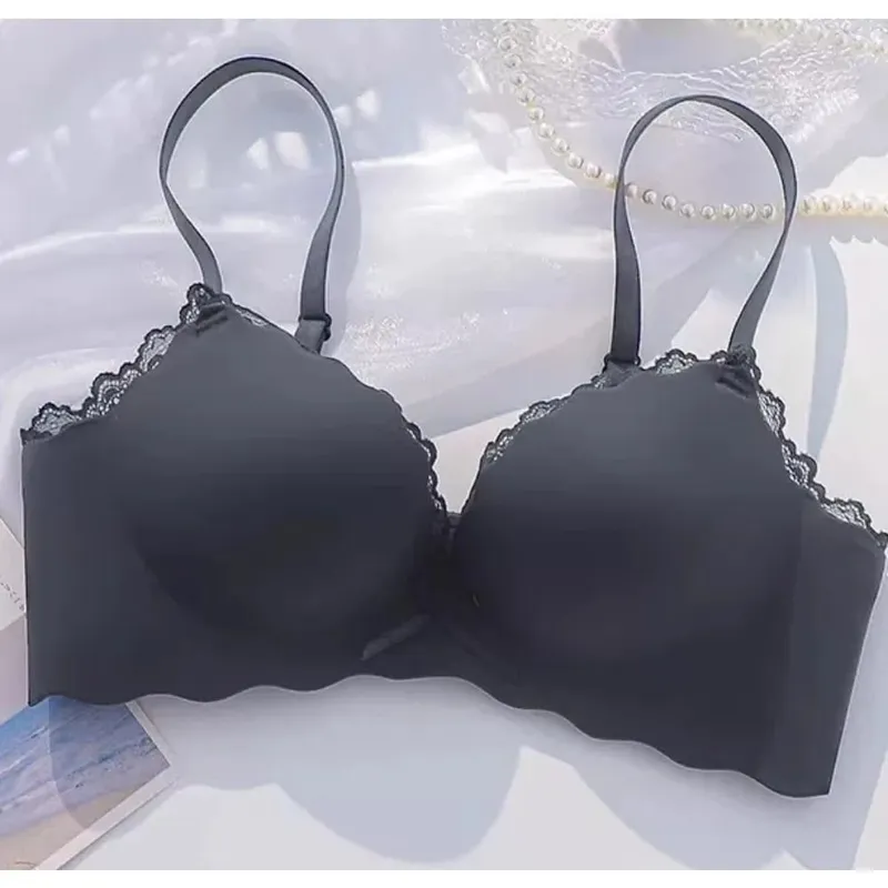 Women Lingerie Bra Panty Set AA Cup Wireless Seamless Push‑up Padded One‑piece For Small Flat Chest Soft Comfort Daily Underwear