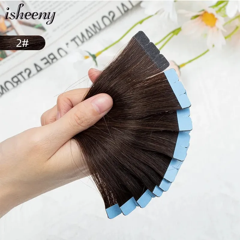 Blond mini taśma w ludzkich doczepach z włosów 12-24 cali bezszwowa taśma klejąca włosy na kleju 10 sztuk/paczka naturalne proste włosy