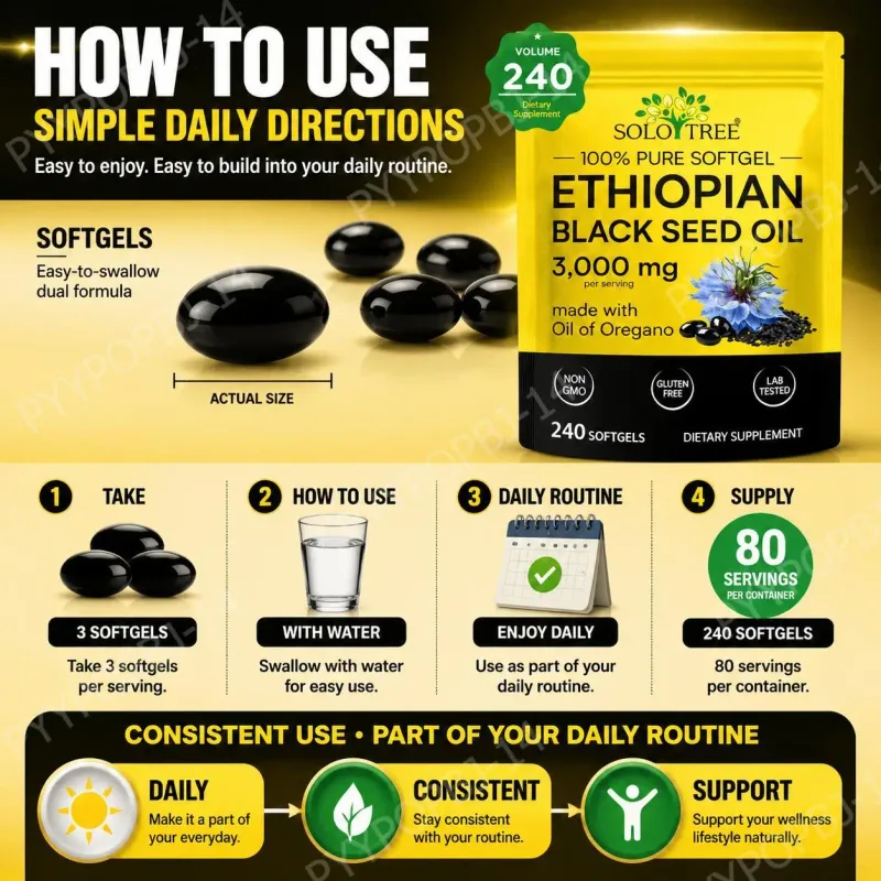 Ethiopian Black Seed Oil Softgels with Oil of Oregano Extract for Immune Support Digestive Comfort 240 Softgels