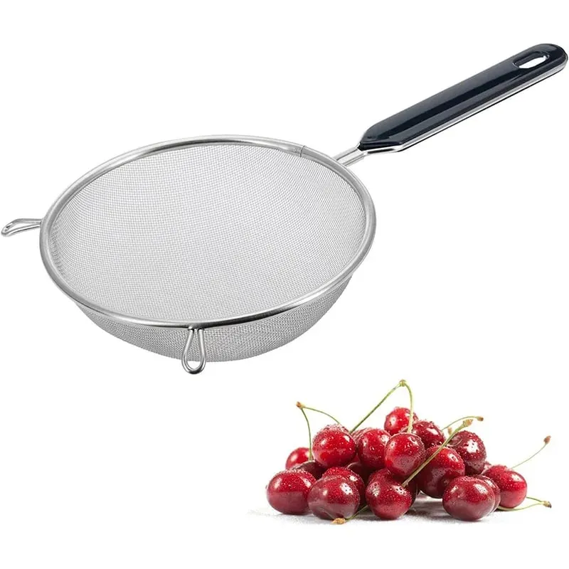 Premium Fine Mesh Strainer for Your Festive Kitchen - Versatile 6.3 Inch Stainless Steel Sieve for Fruits Broths and Baking Prep